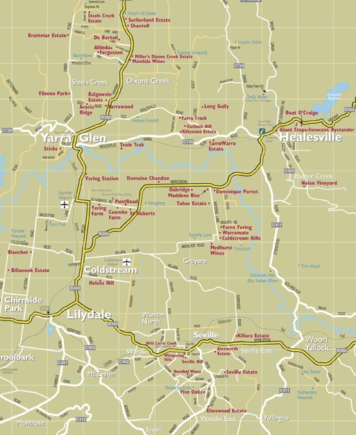 Wineries Yarra Valley Map